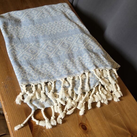 Ebru Other - Ebru Turkish Towel, 100% Natural, Long-Fiber Cotton, Light Blue & Off White